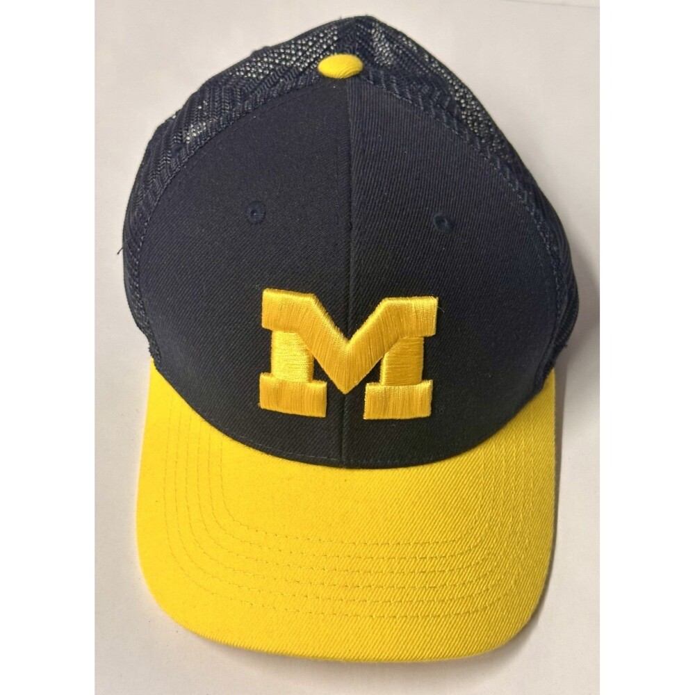 Top of the World Trucker Hat Navy Yellow “M” Logo Mesh Snapback Cap